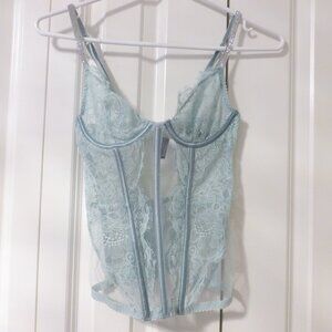 VICTORIA'S SECRET mint green unlined bustier top with sparkly straps